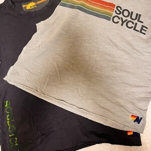 Aviator X SoulCycle tanks w skulls on back Rainbow Stripe - Gray
